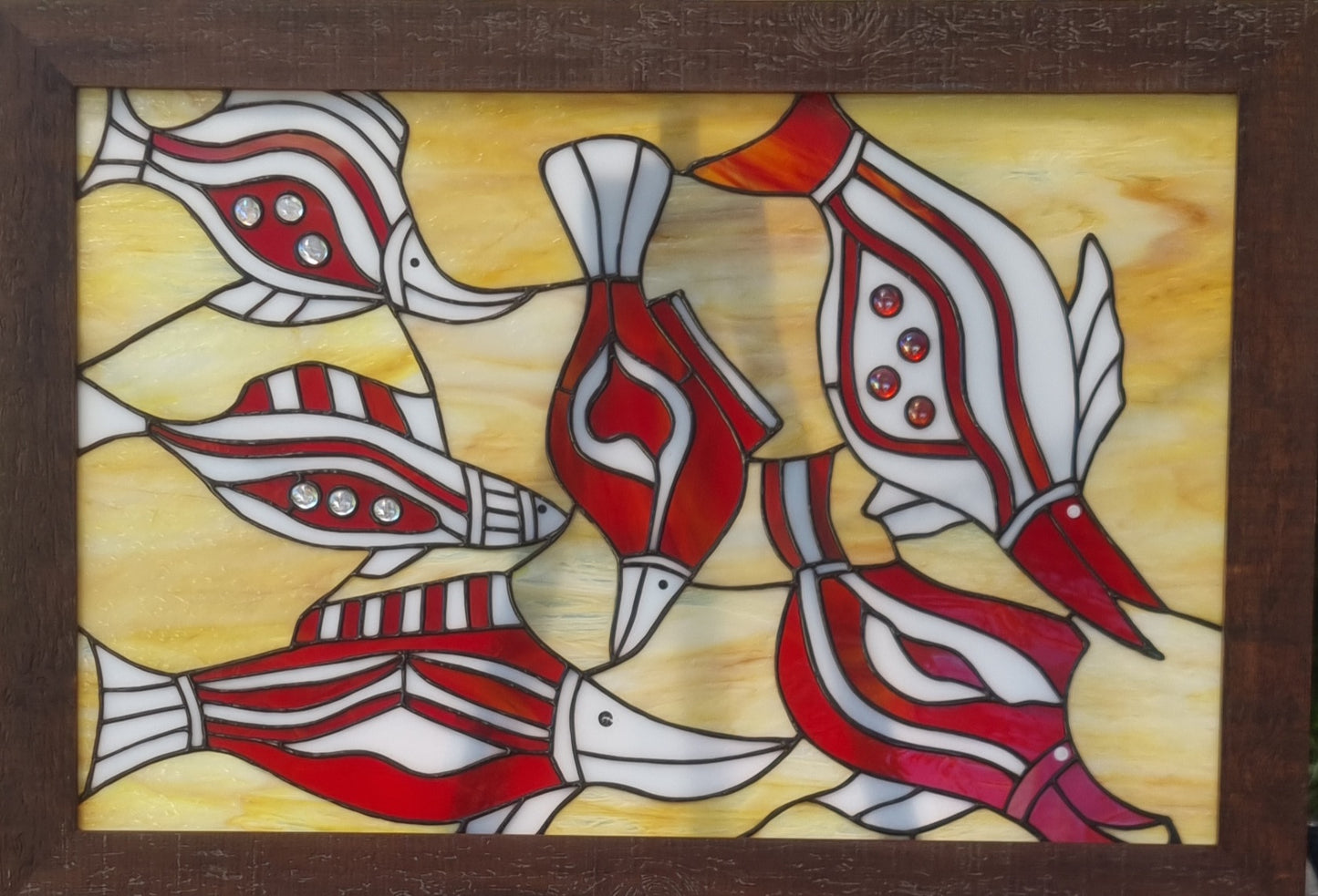 Red Fish depicts the turbulent waters, moon cycles and changing seasons coming together bringing a fresh optimism and renewal of life.