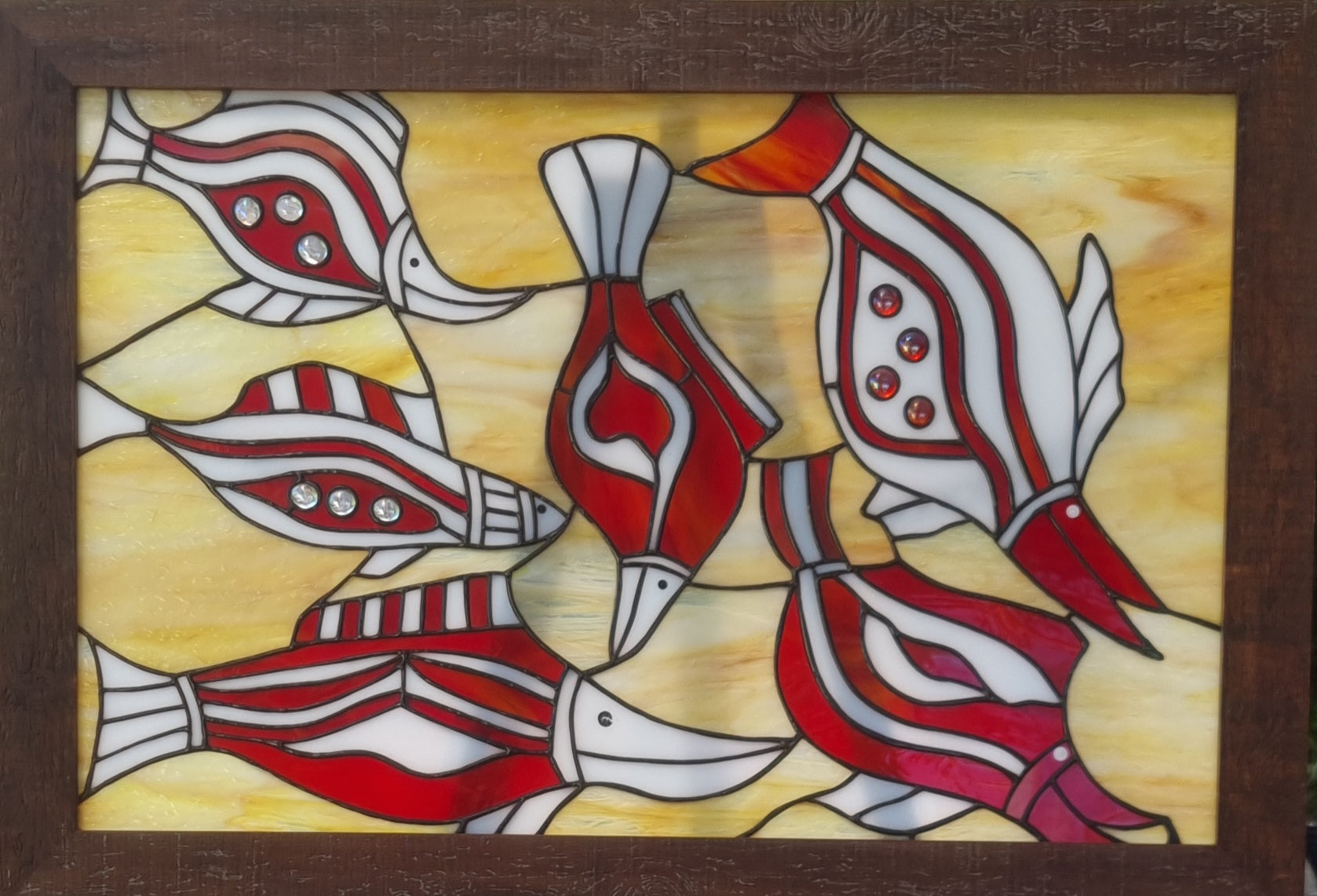 Red Fish depicts the turbulent waters, moon cycles and changing seasons coming together bringing a fresh optimism and renewal of life.